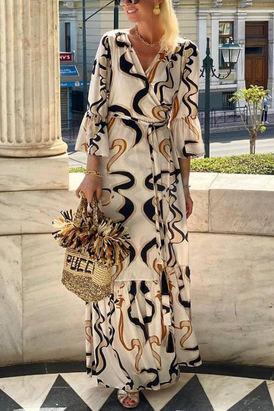 CD | Rochie maxi tie-dye albă și neagră
