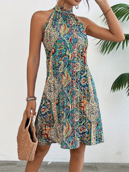 CD | Boho Halter Mini rochie