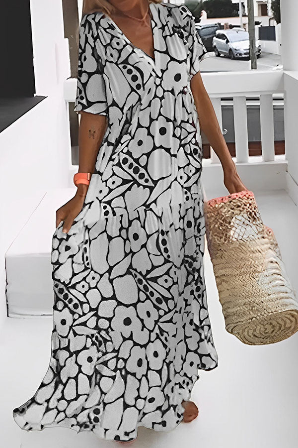 CD | ROCHIE MIDI DE VACANȚĂ CU IMPRIMEU FLORAL