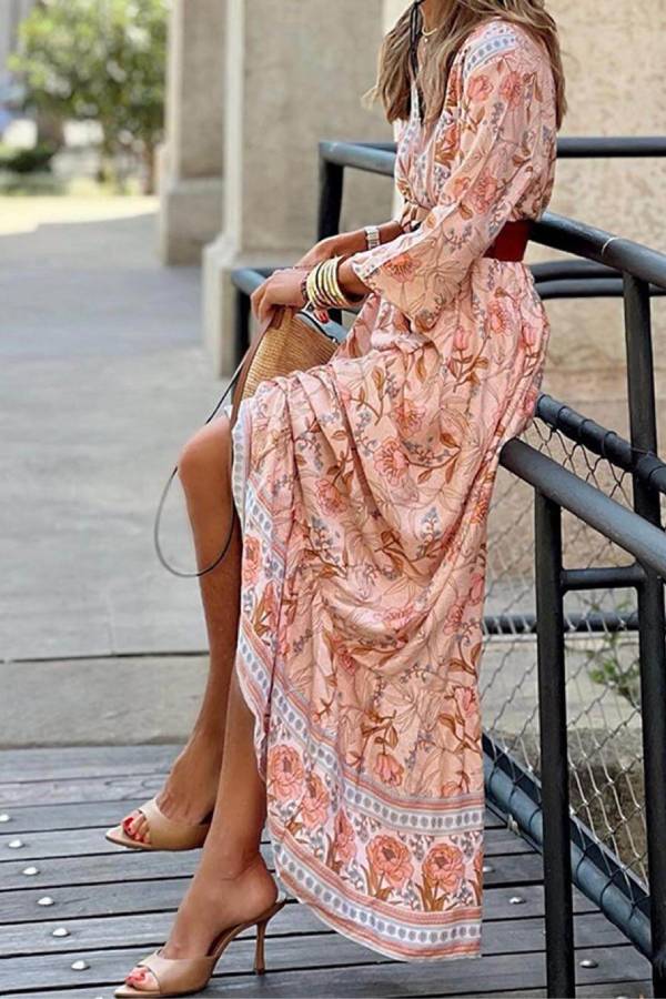 CD | Rochie maxi boemă cu imprimeu floral