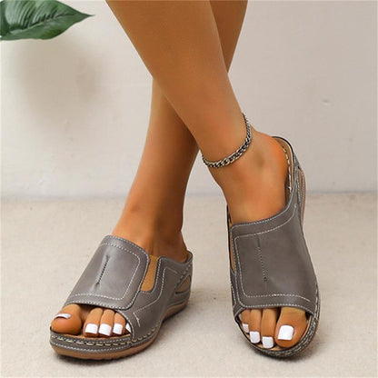 CD | Casual Summer Daily Comfort Slip On Solid Colour Sandale din piele