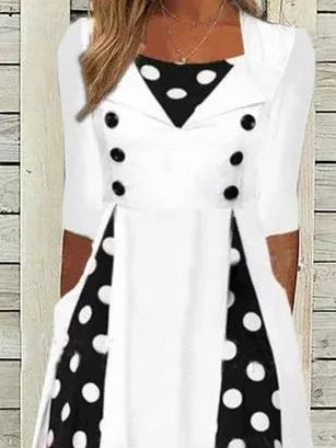 CD Rochii pentru femei Polka Dot Pocket Rochie cu mânecă scurtă