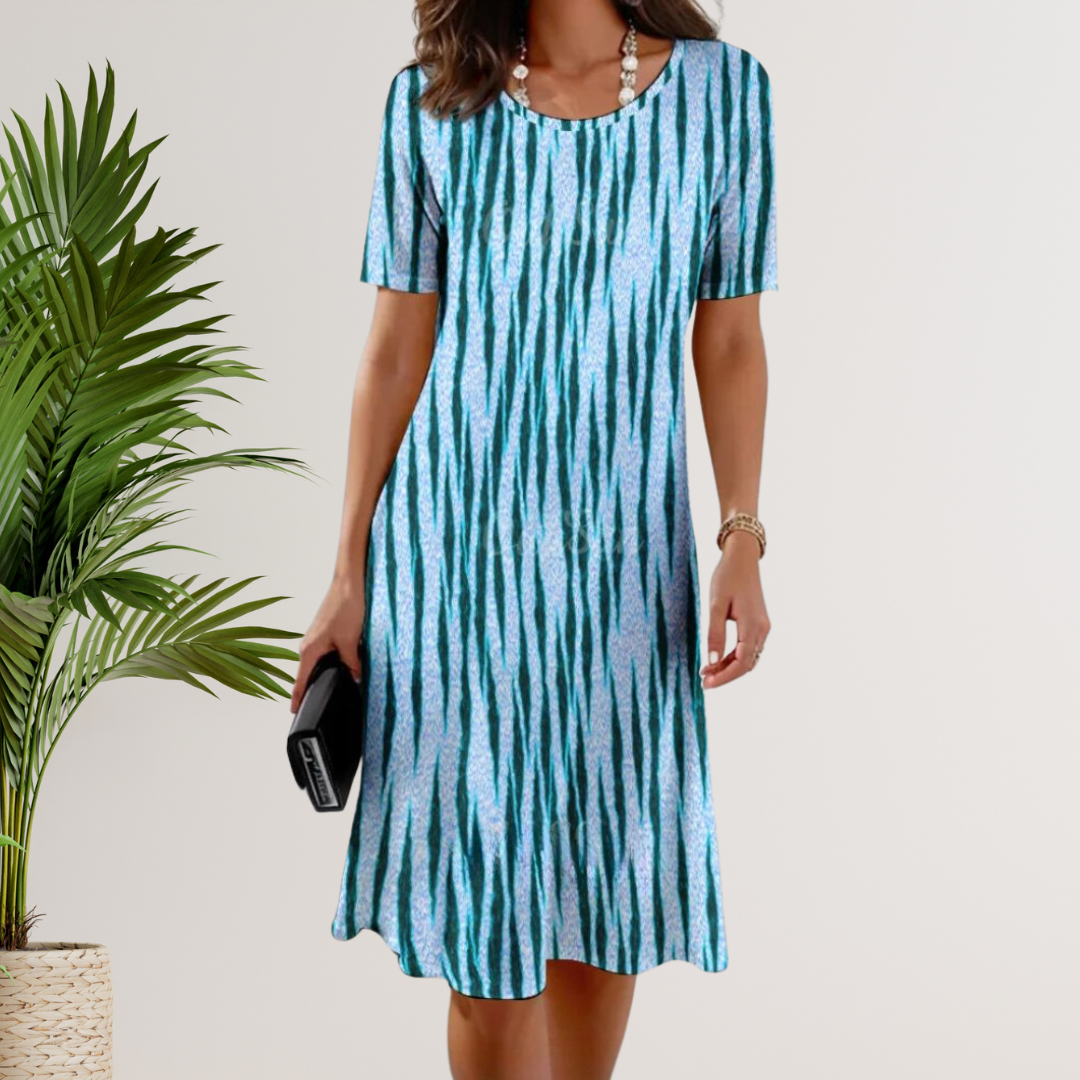 CD - Rochie vibrantă în linie A cu aspect batik