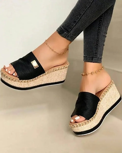CD | - Sandale deschise cu toc wedge