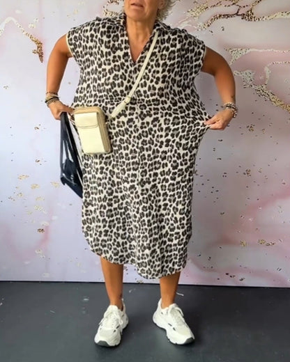 CD - Rochie cu decolteu în V cu imprimeu leopard