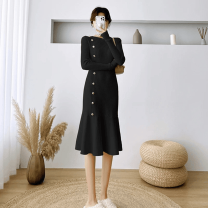 CD | rochie midi elegantă cu nervuri pentru femei