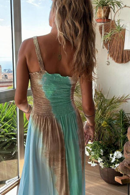 CD | Rochie maxi de vacanță albastru Tie Dye