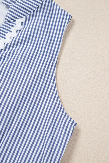 CD | Stripe Rochie mini fără mâneci, cu ric rac crestat