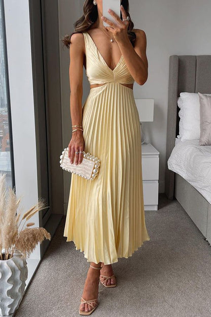CD | Rochie midi elegantă din satin plisat