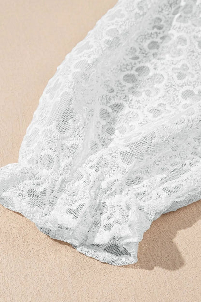 CD | Rochie mini cu mâneci bufante de dantelă și talie imperială