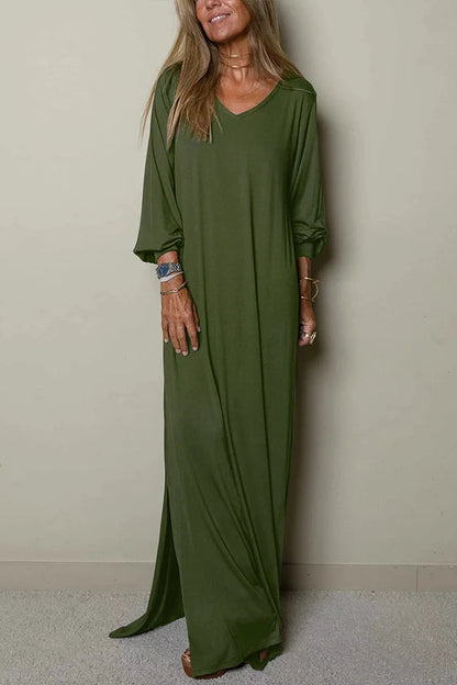 CD | Ladies Rochie maxi casual cu decolteu în V
