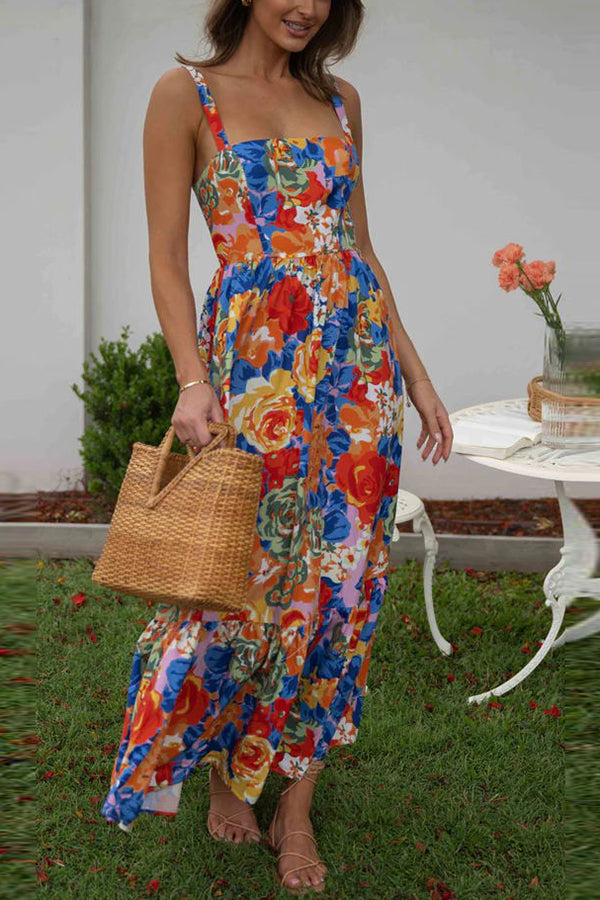 CD | Style Lover Decolteu pătrat Bretele reglabile Rochie maxi florală