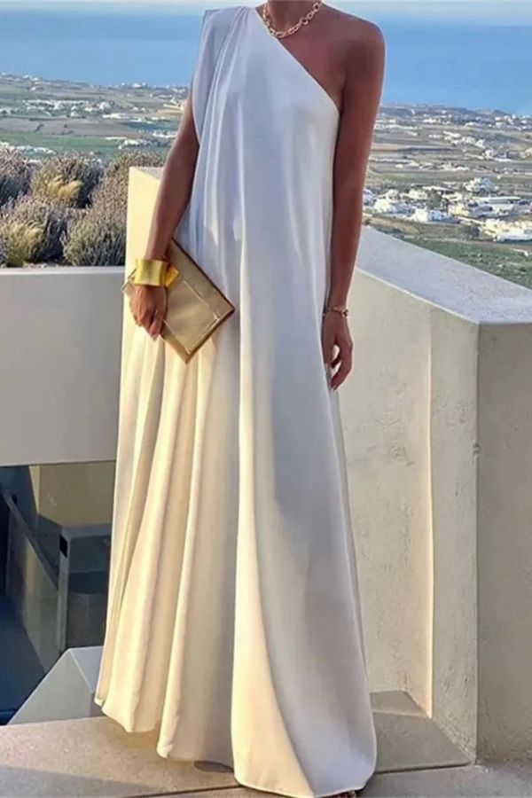 CD | Rochie maxi asimetrică elegantă pentru femei cu un umăr
