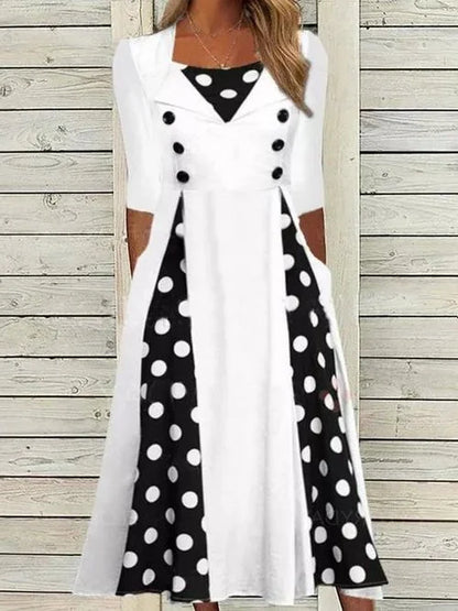 CD Rochii pentru femei Polka Dot Pocket Rochie cu mânecă scurtă