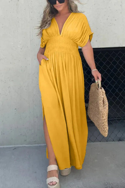 CD | SLIT V-NECK EFFORTLESS MAXI ROCHIE LUNGĂ (CUMPĂRARE 2 TRANSPORT GRATUIT)