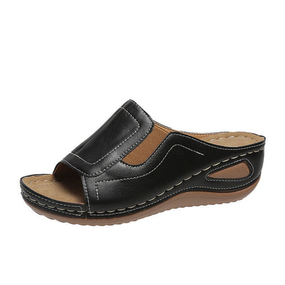 CD | Casual Summer Daily Comfort Slip On Solid Colour Sandale din piele