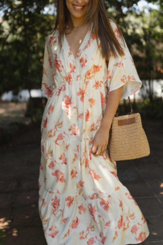 CD | Fashion V-neck vrac imprimate rochie lungă