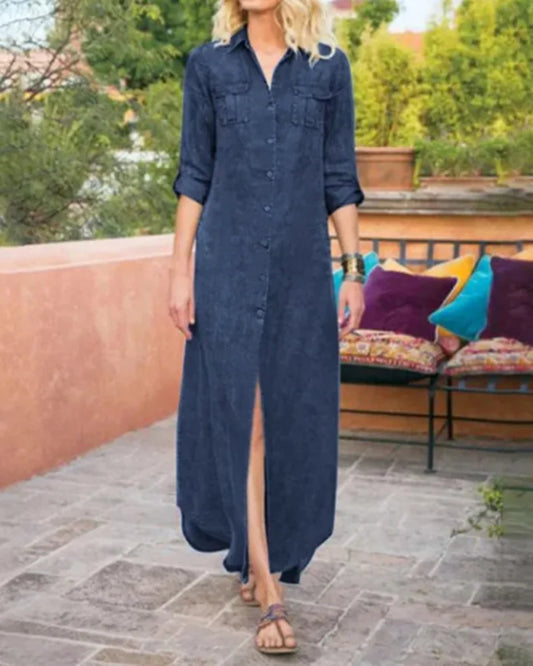 CD | rochie maxi versatilă cu mâneci lungi pentru ocazii casual și elegante