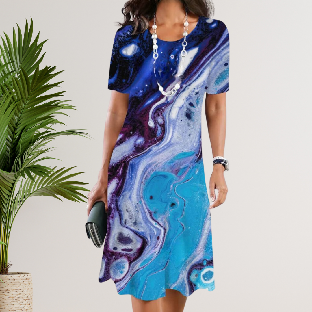 CD - Rochie vibrantă în linie A cu aspect batik