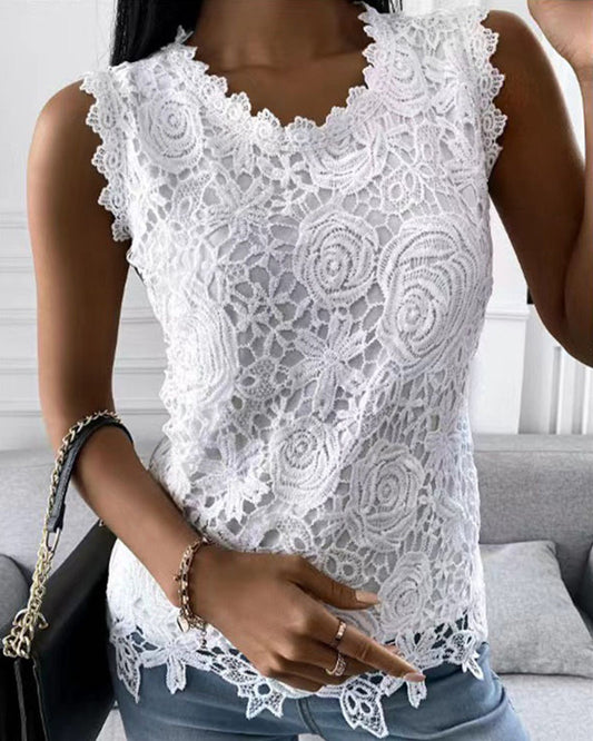 CD | Tank top elegant, simplu, cu dantelă