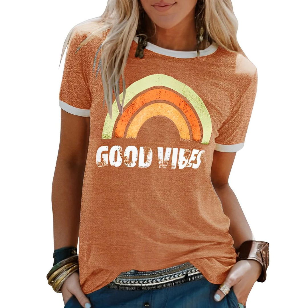 CD | Elegant retro curcubeu bun vibes tricou