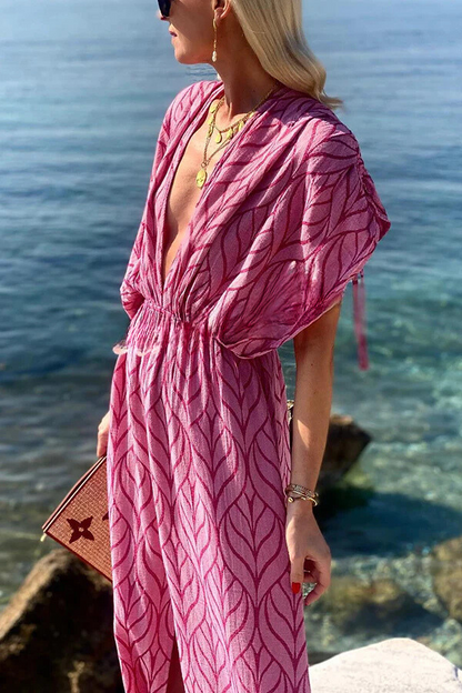 CD | Imprimate cordon design kimono plaja rochie maxi