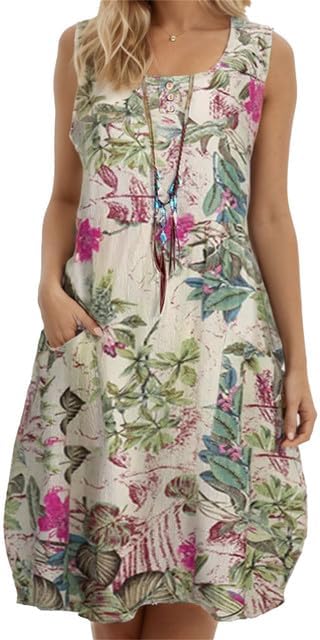 CD | Rochie midi din bumbac cu flori, cu un aspect vintage