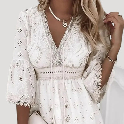 CD | Doamnelor brodate Boho de vară Mini rochie de plajă