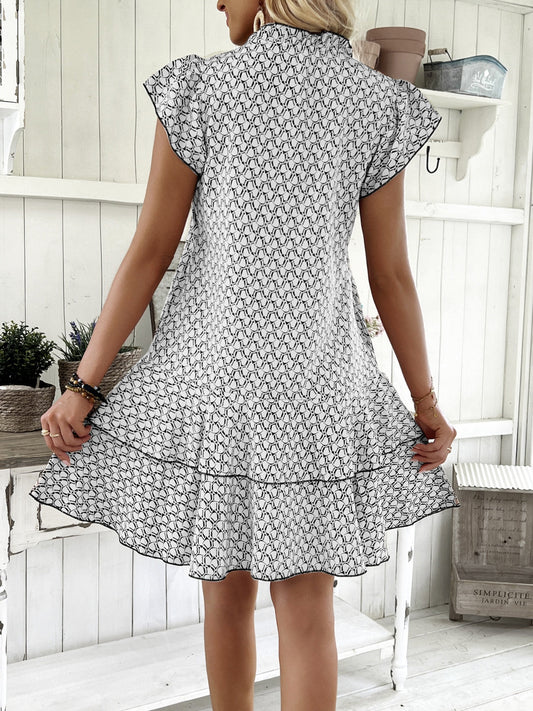 CD | Dimensiune completă Shirred Multilayer imprimate Mini rochie Plus Dimensiune