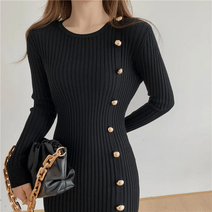 CD | rochie midi elegantă cu nervuri pentru femei