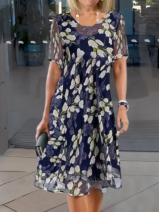 CD | Rochie tunică dublă cu imprimeu floral