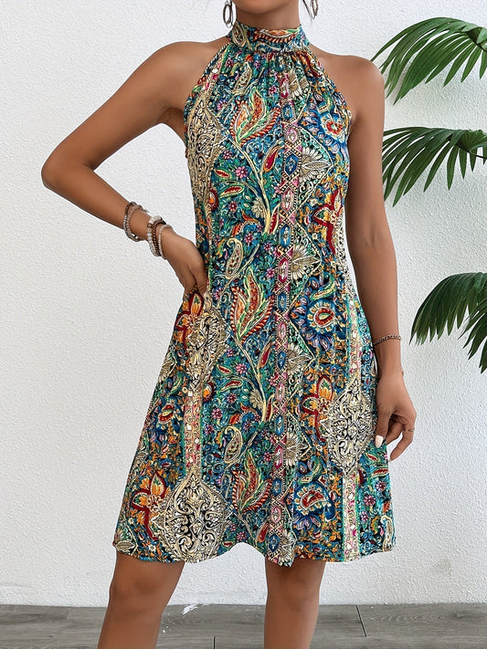 CD | Boho Halter Mini rochie