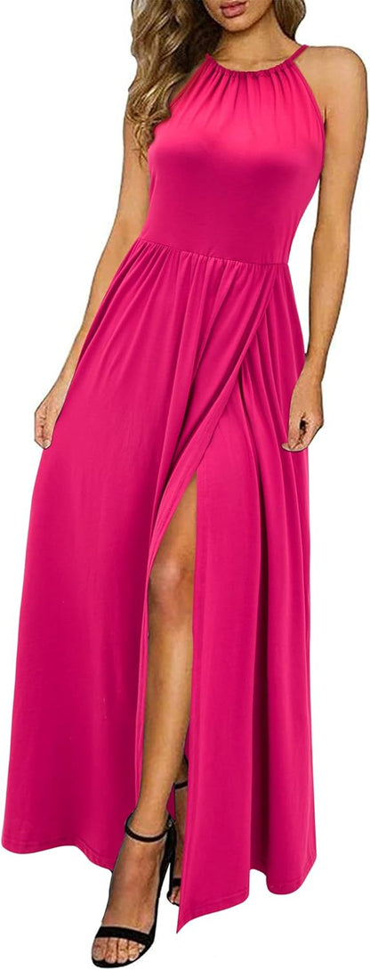 CD | Halter rochie maxi cu tăietură