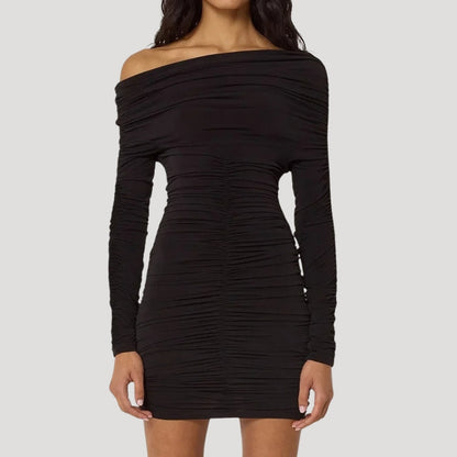 CD | Femeii off-the-shoulder bodycon rochie mini cu volane