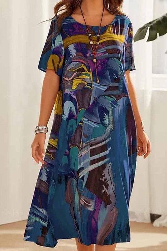 CD | tunică rotund gât vrac plajă rochie maxi