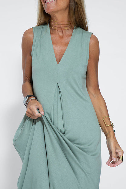 CD | Elegant este pentru totdeauna tricot culoare solidă fără mâneci fantă rochie maxi