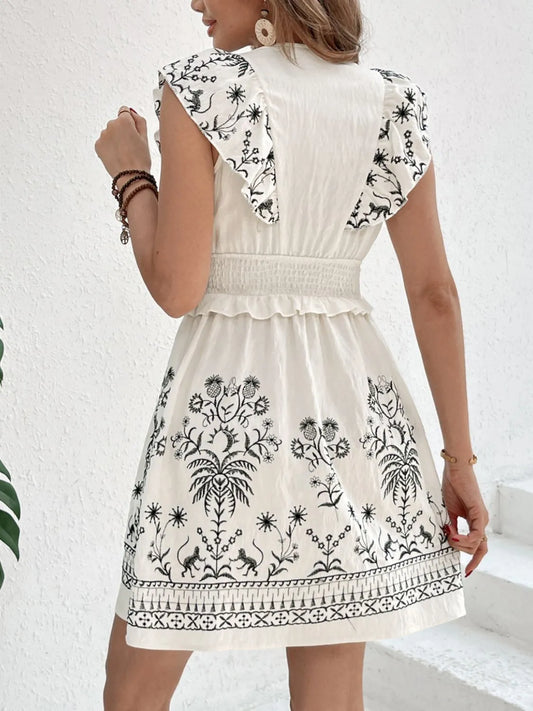 CD | Rochie mini Smocked cu mâneci bufante