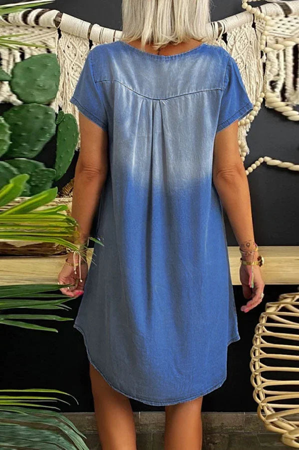 CD | Mini rochie casual din denim cu mâneci scurte