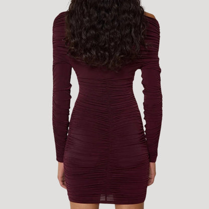 CD | Femeii off-the-shoulder bodycon rochie mini cu volane