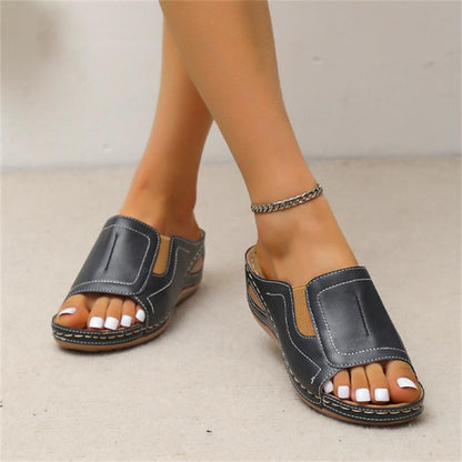 CD | Casual Summer Daily Comfort Slip On Solid Colour Sandale din piele