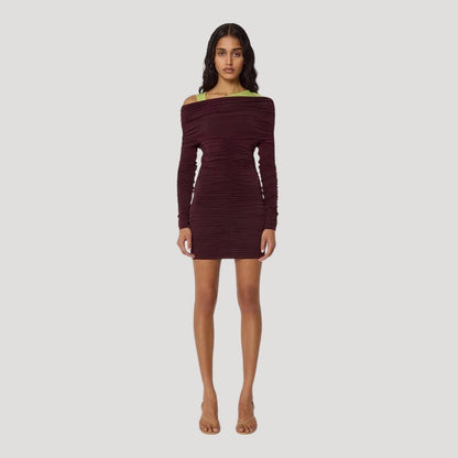CD | Femeii off-the-shoulder bodycon rochie mini cu volane