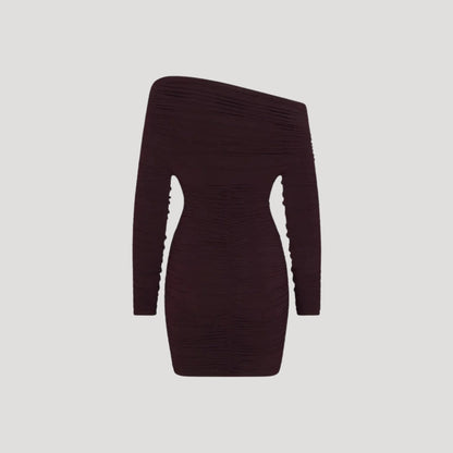CD | Femeii off-the-shoulder bodycon rochie mini cu volane