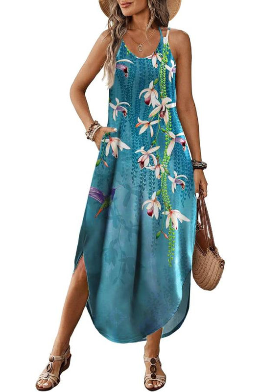 CD | Casual V-neck halter fantă boemă plajă resort rochie maxi