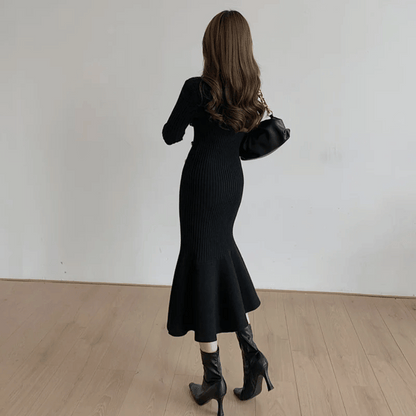 CD | rochie midi elegantă cu nervuri pentru femei