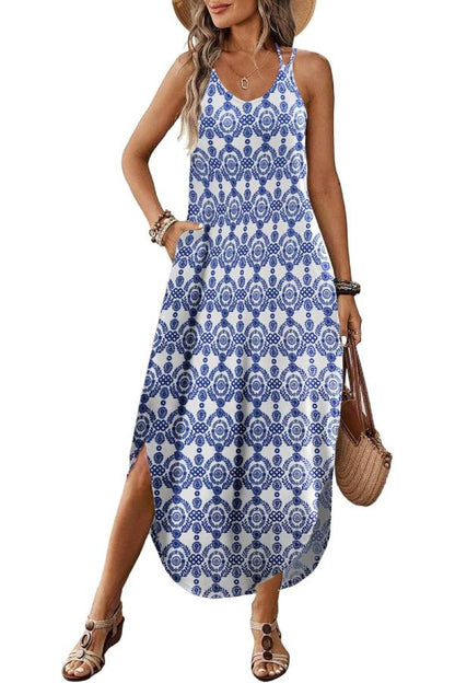 CD | Casual V-neck halter fantă boemă plajă resort rochie maxi