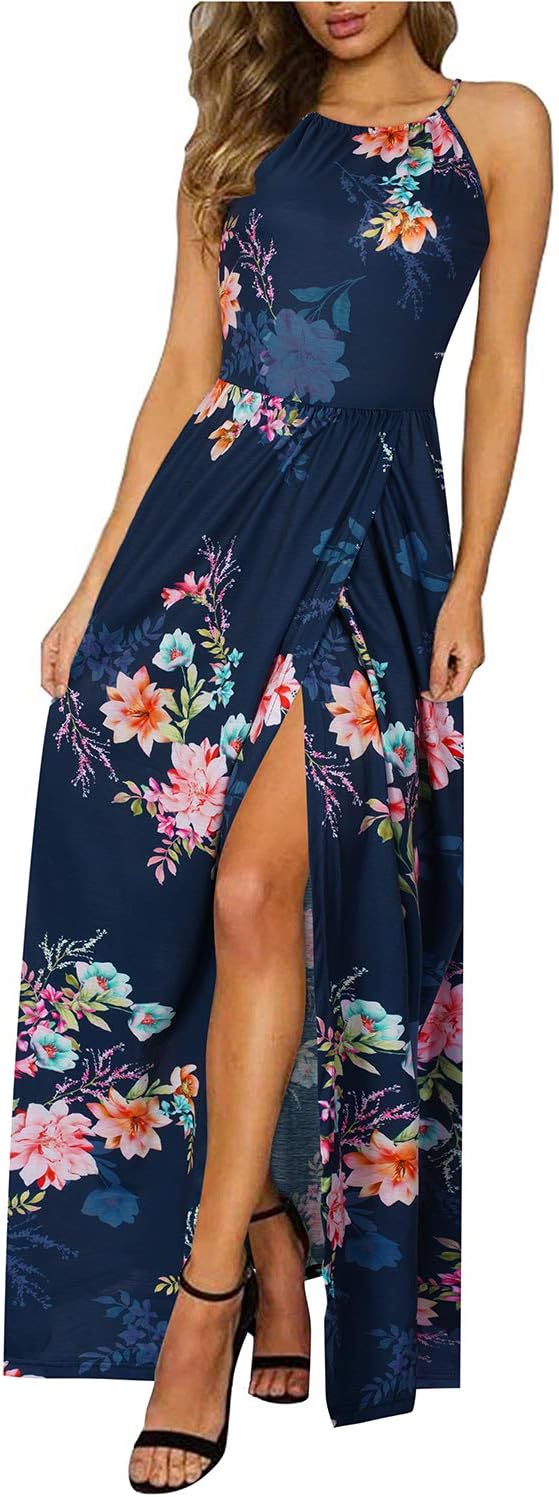 CD | Halter rochie maxi cu tăietură