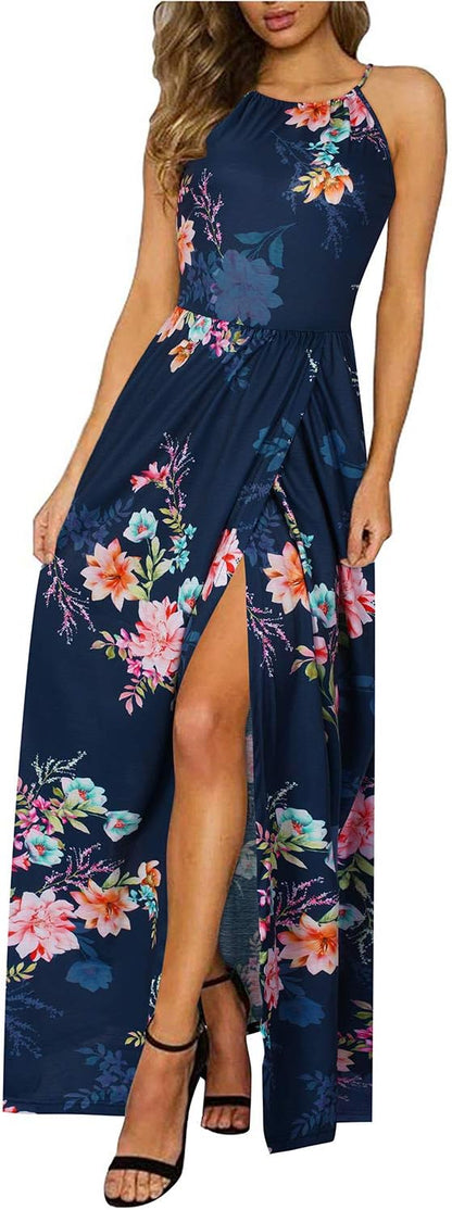 CD | Halter rochie maxi cu tăietură