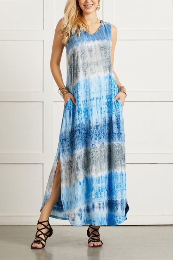 CD | ROCHIE MAXI FĂRĂ MÂNECI CU IMPRIMEU COLORAT