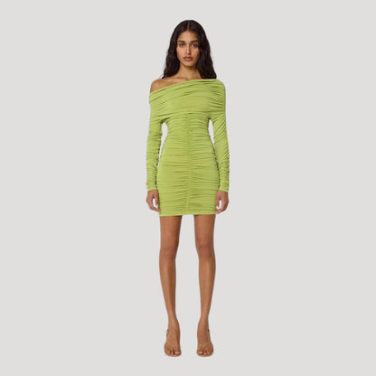 CD | Femeii off-the-shoulder bodycon rochie mini cu volane