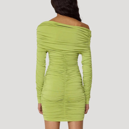 CD | Femeii off-the-shoulder bodycon rochie mini cu volane